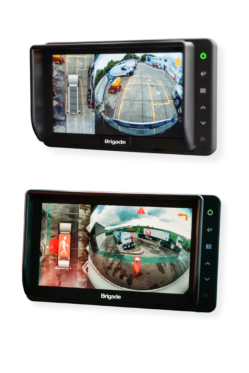 Brigade vehicle monitors showing 360-degree views around a truck